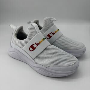 Champion Legacy Juke Low Slip On‎ Sneakers White Rainbow Script 9.5 Womens Pride
